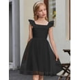 thumbnail image 2 of Vestido Arshiner de verano con volantes, cuello cuadrado, manga ondulada, para niña, 2 of 6