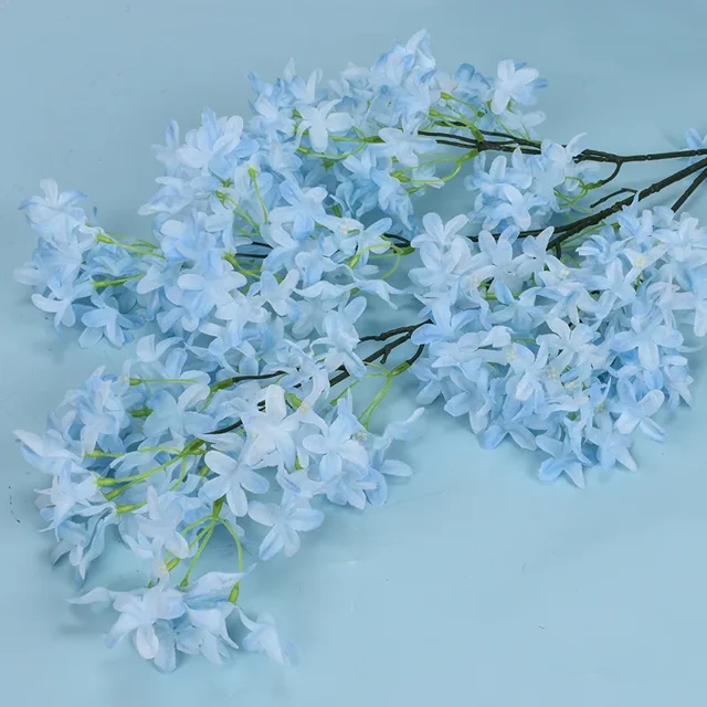 Flor artificial de 100 cm, flor lila, cruz de cerezo, flor de seda, flores falsas para boda, decoración del hogar