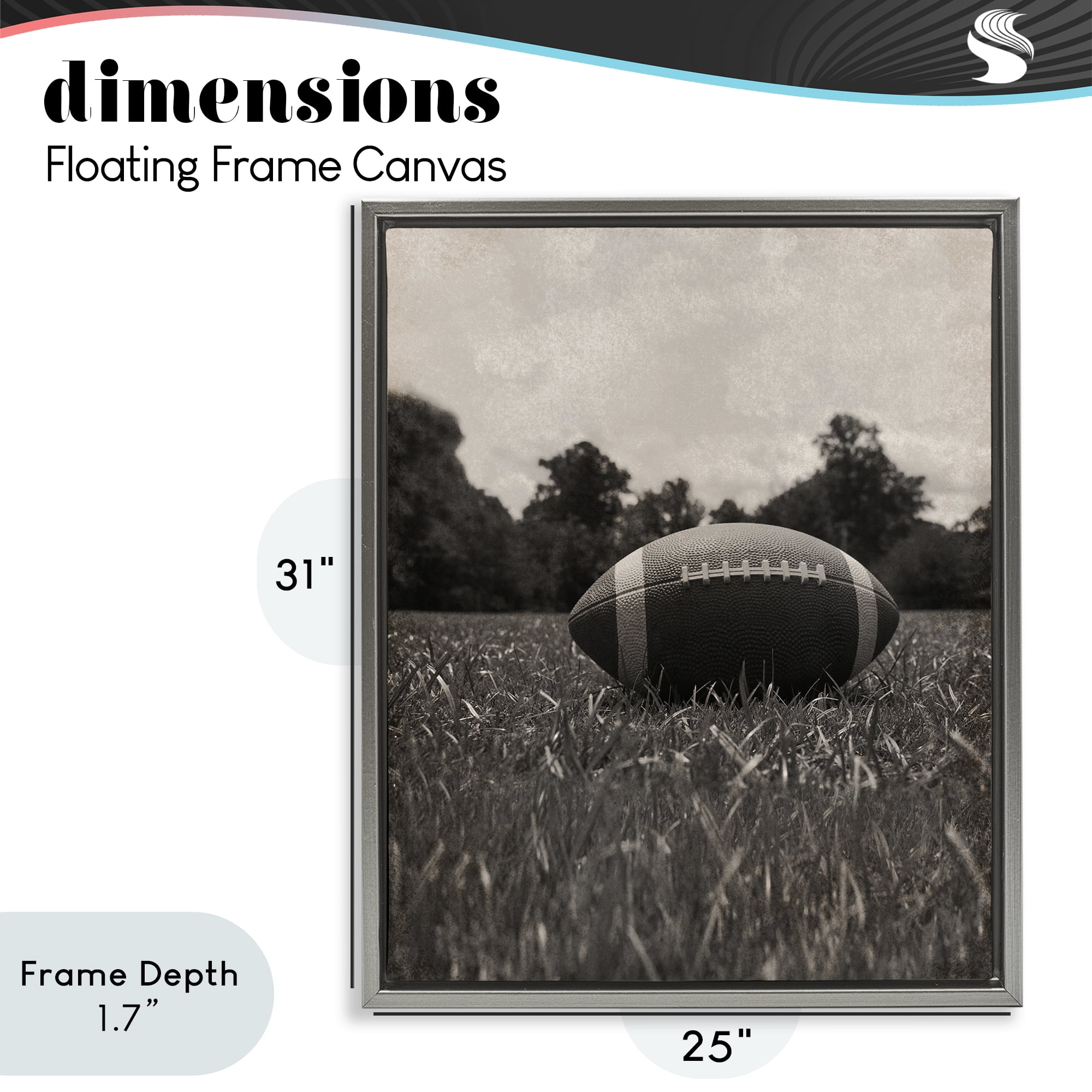 Stupell Industries Vintage Sports Football Gray Framed Floater Canvas Wall Art, design by Marcus Prime