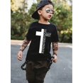 thumbnail image 1 of Boys Casual Comfy Summer Short Sleeve Crew Neck T-shirt - Letters & Cross Print Trendy Cute Summer Gift, 1 of 7