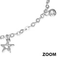 thumbnail image 2 of Stainless Steel Silver-Tone Stars Women's Adjustable Link Chain Bracelet, 2 of 3