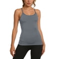 thumbnail image 2 of Women's Tank Tops Crew Neck Workout with Built In Bra Side Pockets Yoga Running Fitness Dance Spaghetti Strap Sleeveless Undershirts for Women Gray S, 2 of 8