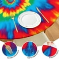 thumbnail image 4 of Colorful Rainbow Tie Dye Spiral Pattern Round Fitted Tablecloth with Elastic Edge,Dining Table Cover Waterproof,Outdoor Round Tablecloth for Camping,Dining,Indoor and Outdoor, 4 of 7