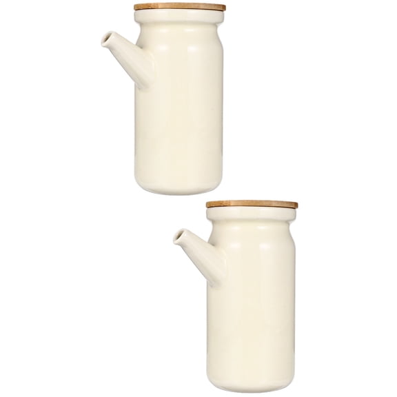 Hemoton 2 pcs Oil Dispenser Bottle Condiment Container Ceramic Vinegar Kettle with Lid