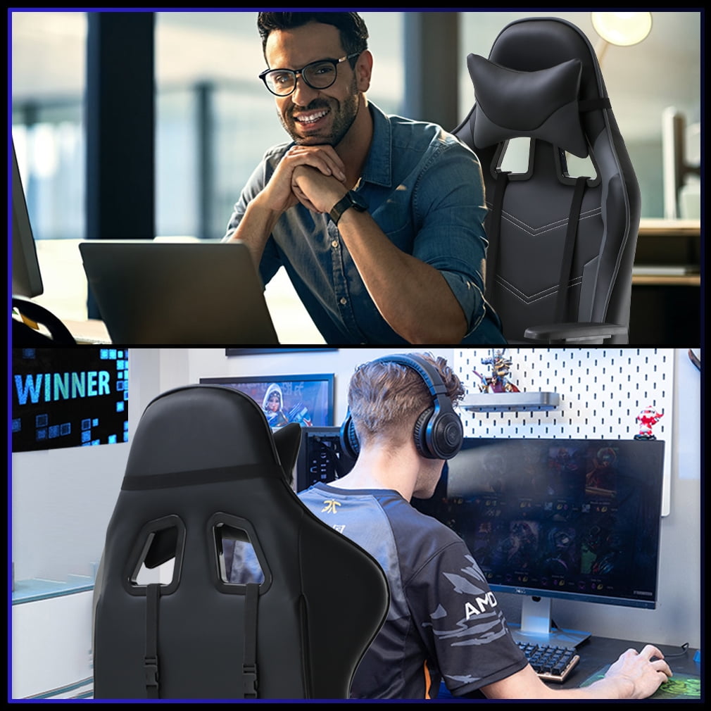 BestOffice Ergonomic Gaming Chair, Lumbar Support, Rolling Swivel for Women, Men(Black)