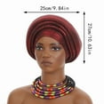 thumbnail image 2 of Tied African Hats Gold Auto Gele African Head Wraps Church Turban for Women, 2 of 5