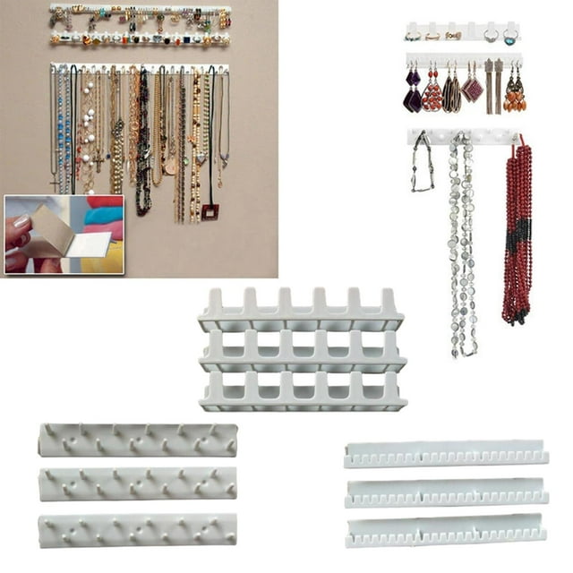 9 Pieces Adhesive Jewellery Organiser Hooks Wall Mounted Rack Hanger for