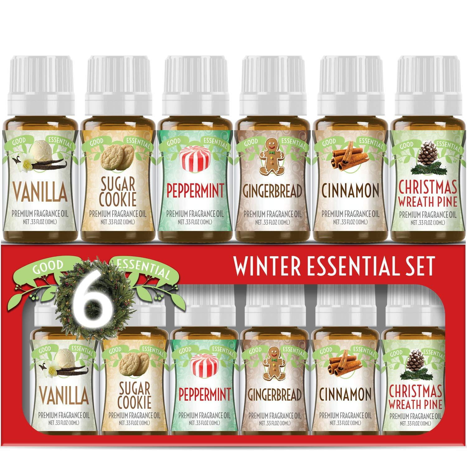 Winter Essential Oil Set of 6 Fragrance Oils Christmas Wreath Pine