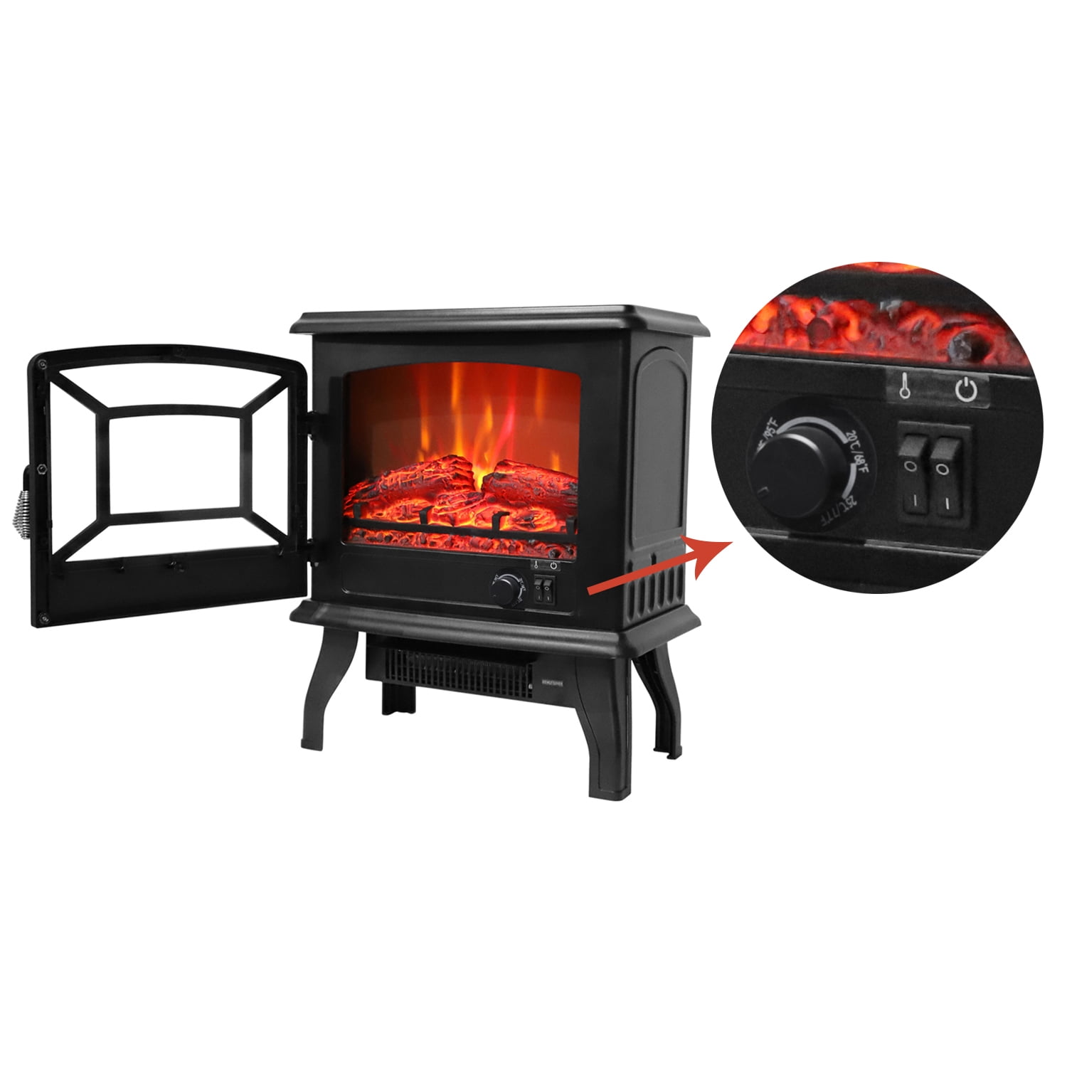 Electric Space Fireplace Heaters for Inside 1400W Portable Fireplace Heater for Home Room Office Small Spaces Use 17 Space Heater Adjust 68 95 F