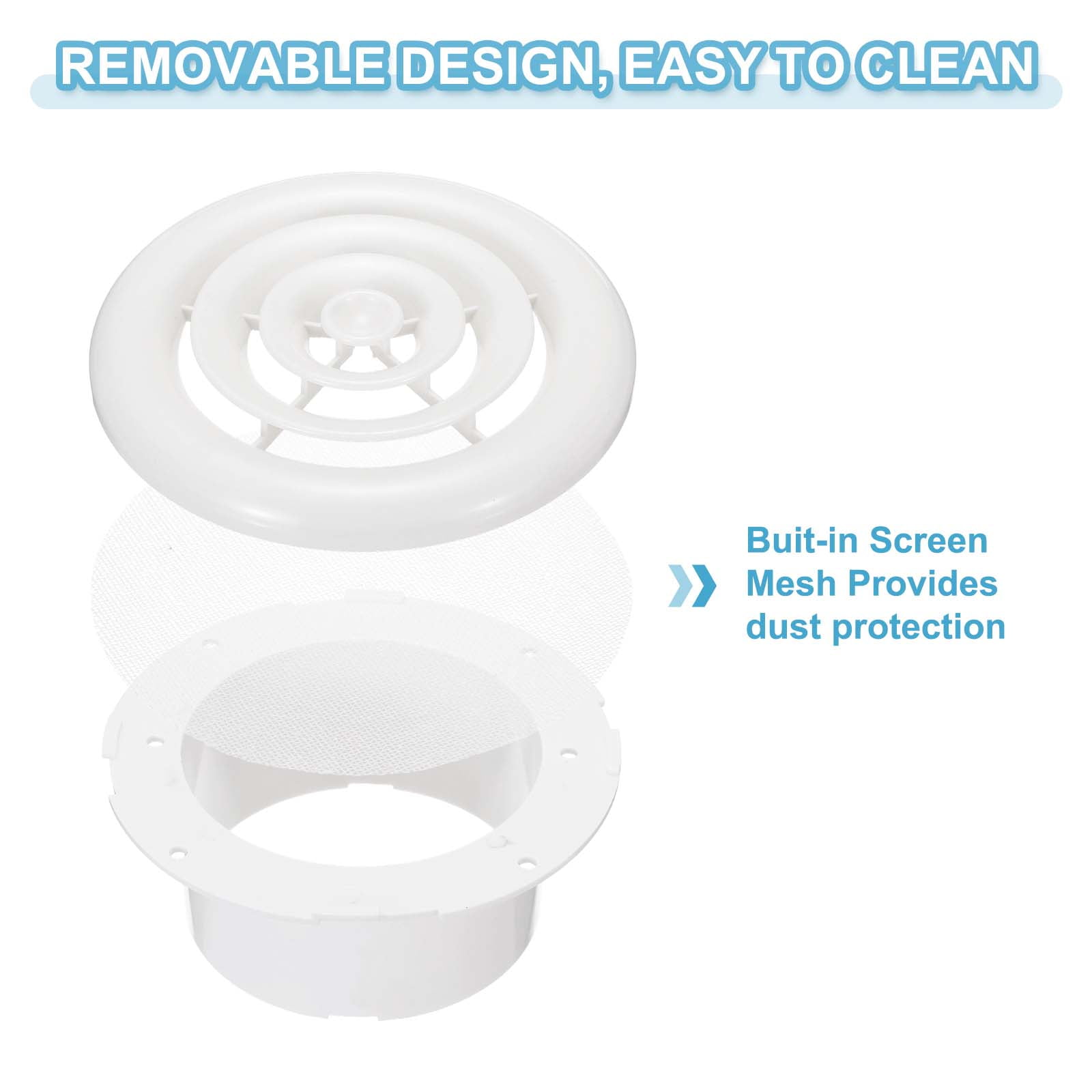 Uxcell 6 Inch Round Air Vent Cover, ABS Louver Air Diffuser Ceiling Vent Covers, White