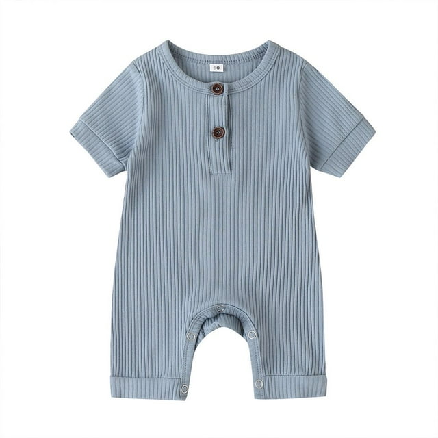 Combinaisons en Coton Côtelées à Manches Courtes pour Bébé Nouveau-Né