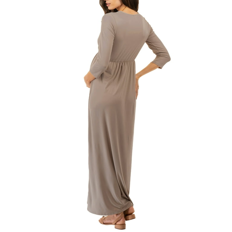 mother bee maternity v-neck 3/4 sleeve ruched waist dress Mother Bee Maternity V-Neck 3/4 Sleeve Ruched Waist Dress at Amazon Women's Clothing store