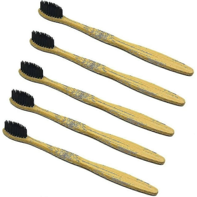 Natrliche Bambus Zahnbrsten Aus Holz Eco Freundliche Zahnbrste Mit Weichen Schwarzen Borsten (5 Stcke Natrliche)