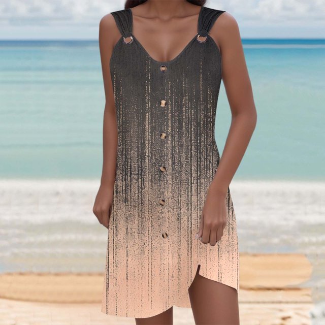 WILLBEST Vestido De Verano Para Mujer, Elegante Vestido De Verano Con Estampado Floral Y Tirantes Ajustables, Informal, Para Playa 582