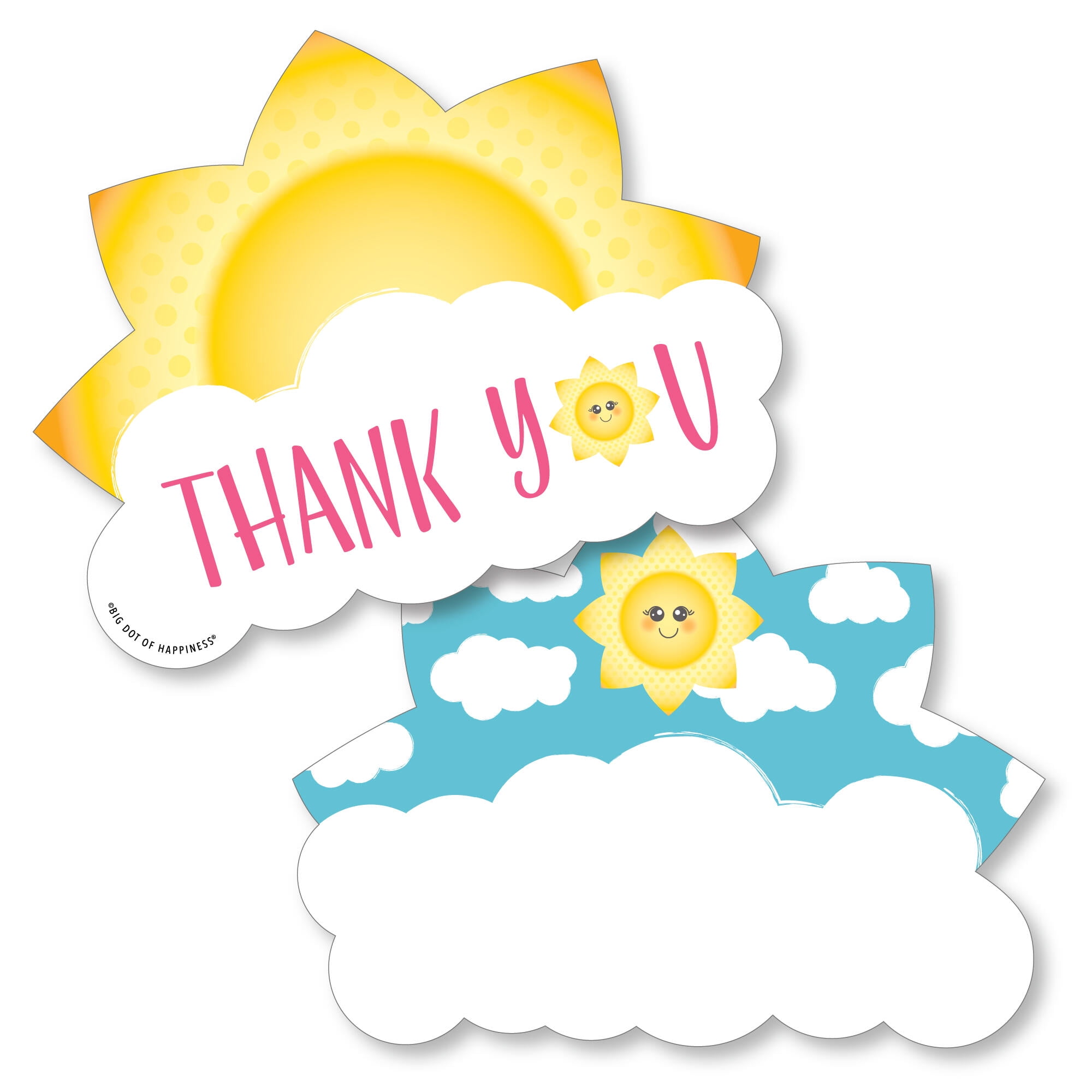 Big Dot of Happiness You Are My Sunshine Shaped Thank You Cards Baby Shower or Birthday