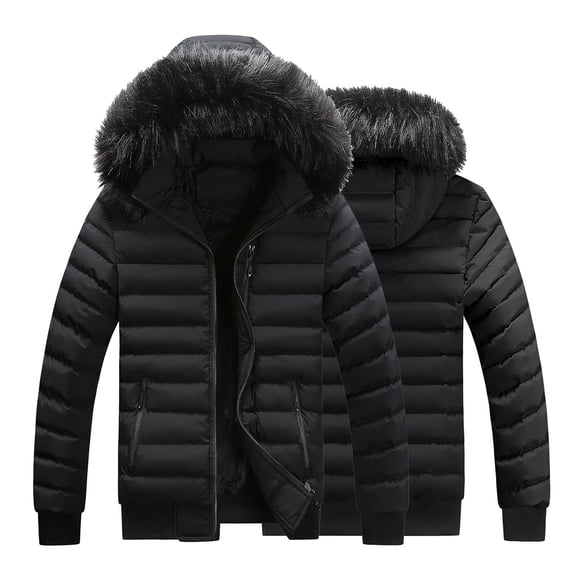 Vedolay Warm Winter Coats for Men Long Mens Parka Hood Jacket Black,XL