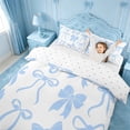 thumbnail image 2 of meiyoeat Blue Lovely Bow Bedding For Girls,Dreamy Princess Bowknot Duvet Cover Full For Kids,Reversible,3-Piece(No Comforter), 2 of 6