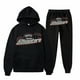 thumbnail image 1 of Maojin Pantalones de manga larga de felpa para mujer, jersey holgado con estampado de letras y sudadera con capucha de cuerda, dos piezas, 1 of 2