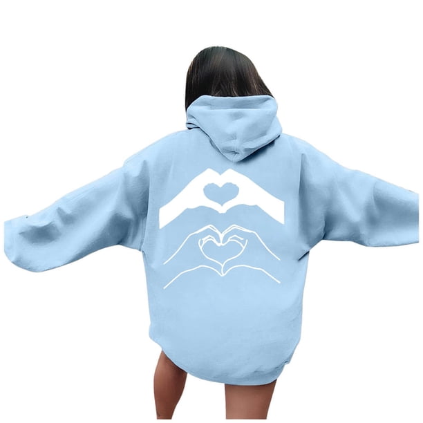 WILLBEST Sudadera para Mujer, Estilo Casual, con Capucha Estampada, Ideal para El Día de San Valentín Sudadera Holgada Grande