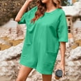 thumbnail image 2 of Oversized Romper Shorts for Women Reversible Summer Casual Short Sleeve One Piece Short Jumpsuit with Pockets (L, Green #A), 2 of 8