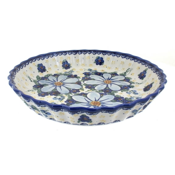 Blue Rose Polish Pottery Daisy Surprise Pie Plate