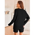 thumbnail image 3 of Ekouaer Sweater Sets Women 2 Piece Lounge Sets Long Sleeve Knit Pullover Tops Short Wide Leg Pants, 3 of 4