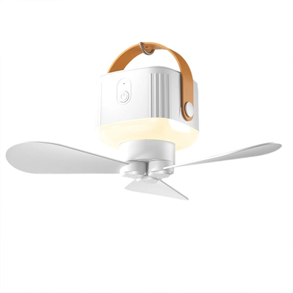 Portable LED Camping Fan with Remote Control - 7200mAh Battery Operated Fan Adjustable Wind Speeds - Lightweight Durable Design for Outdoor Fishing Grilling Indoor Use,White A