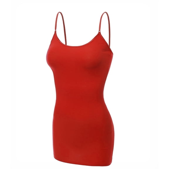 Essential Basic Women's Basic Casual Long Camisole Adjustable Strap Cami Layering Top Plus Size, 1xl, Red