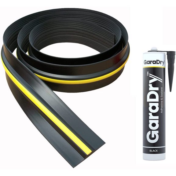 ½” High Garage Door Threshold Seal Kit 12’3” Length | Flexible PVC | Complete Kit Includes Adhesive | GaraDry