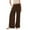 Brown, variant on Patlollav Bohemian Beach Pants for Women Solid Color Linen Wide-Legged Pants Drawstring Loose Elastic Waist Pants