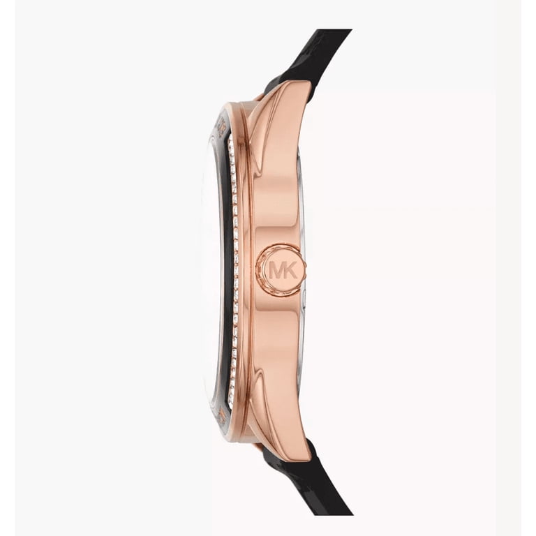 Michael Kors MK7266 Jessa Rose Gold Glitz Dial Black Strap