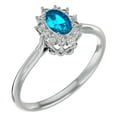 thumbnail image 2 of SuperJeweler 2/3 Carat Oval Shape Blue Topaz and Halo Diamond Ring In Sterling Silver For Women, 2 of 6
