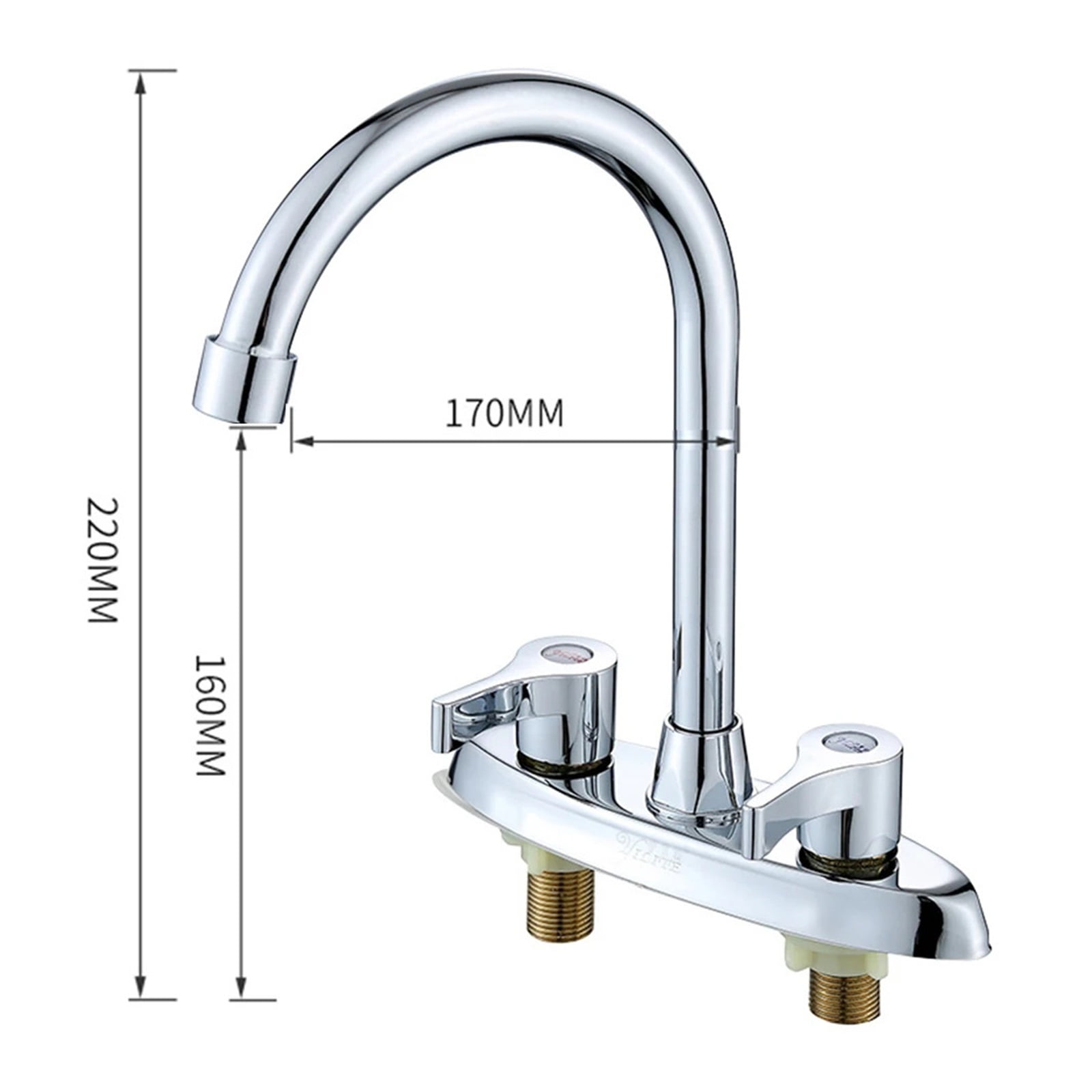 Double Hole Handle Kitchen Faucet, Brass Rotary Hot And Cold Basin Sink Mixer Tap, Sink Water Mixer Washbasin Kitchen Faucet ,Made to Last