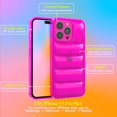 thumbnail image 2 of czcpp-- iPhone 13 Pro Max Neon Pink Puffer Case, Clear Cushioned Bright Cover with Shockproof Bumper - Flexible and Lightweight Protective Case - Full iPhone and Camera Protection, 2 of 4