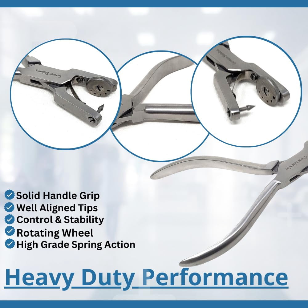 Leather Hole Punch Heavy Duty Hand Pliers Belt Holes 5 Sized Puncher Tool Stainless Steel Watch Band Leather Hole Punch Pliers - Silver
