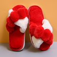 thumbnail image 2 of Coofit Cross Band Slippers Plush: Non-skid Fluffy Slippers Open Toe Slippers for Women, 2 of 4