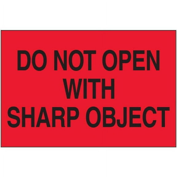 Do Not Open w/ Sharp Object 2 x 3" Labels, Red 500/Roll