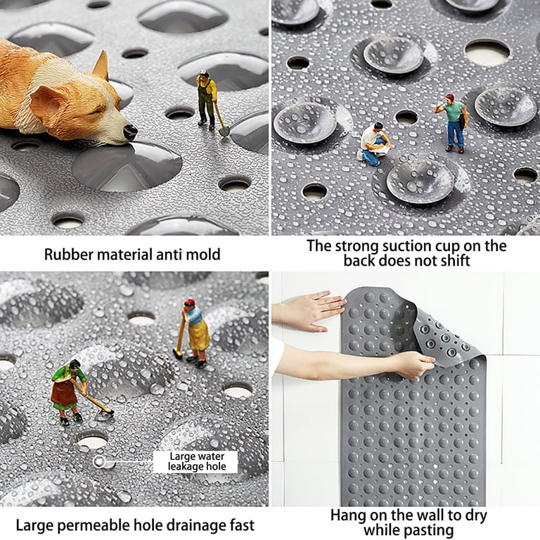 SlipX Solutions Extra Long Bath Tub & Shower Mat 39x16 - Non-Slip, 200 Suction Cups, Clear Aqua