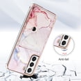 thumbnail image 2 of For Samsung Galaxy S22 Marble Patterned Case with Card Holder, Back Folio Kickstand PU Leather + Soft Crystal Bumper Edge, Magnetic Clasp Back Cover For Samsung Galaxy S22,Marble #2, 2 of 5
