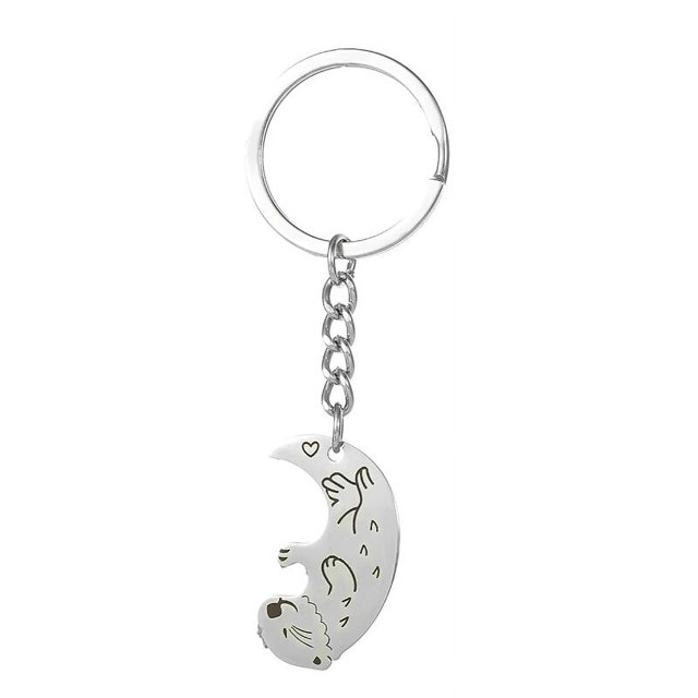 LLavero de acero inoxidable con diseño de nutrias, colgante con diseño de animales, ideal para regalo de San Valentín, pareja y amante