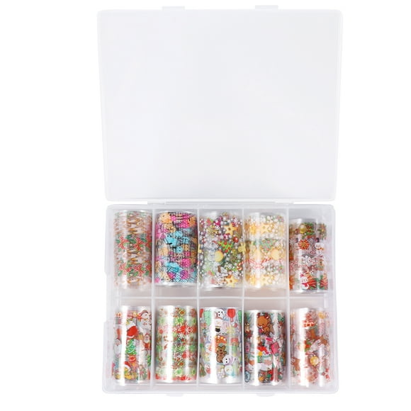 10 Rouleaux Ongles Autocollants Décoratifs Chics Ongles pour Noël