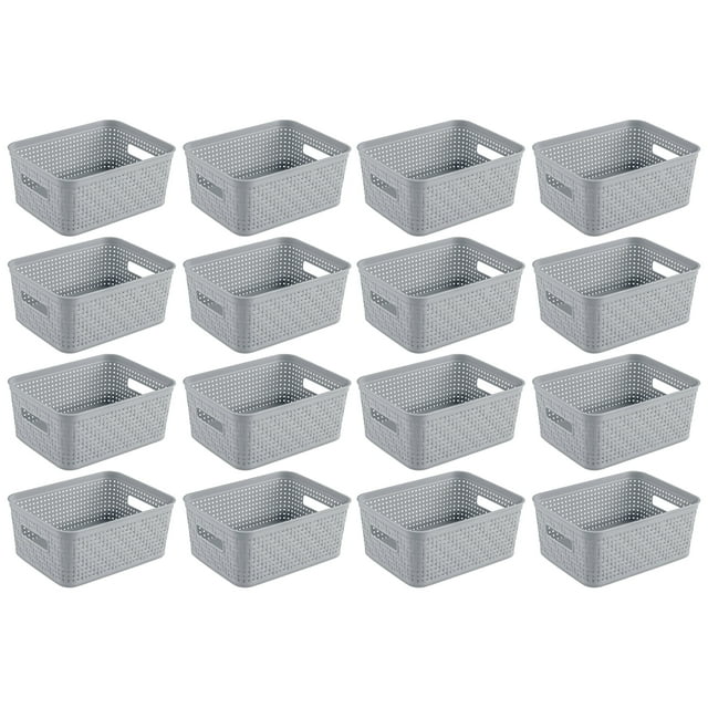 Sterilite 10 x 8 x 4.25 Inch Woven Rectangular Short Basket (16 Pack)