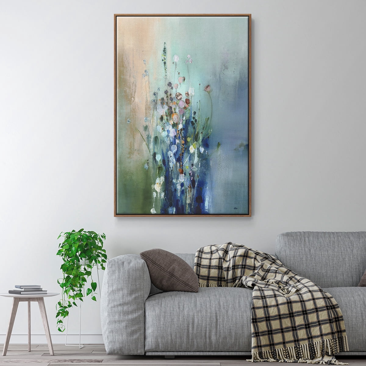 Current Air II Framed Premium Gallery Wrapped Canvas - Ready to Hang - 17 x 25 - Walnut Floating Frame