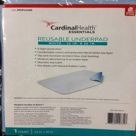 Reusable Underpad ,ZRUP2336R, 23x36, White, Cardinal Health