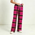 thumbnail image 6 of Tqcoqu Women's Plaid Print Wide Leg Pants, Elastic Waist Casual Lounge Sleep Long Trousers, Long Pajama Bottoms with Drawstring and Pockets,Women's S-XXL, 6 of 8