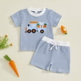 thumbnail image 2 of UAYOTSE Toddler Baby Boy Girl Easter Outfit Embroidery Knit Short Sleeve T Shirt Top and Shorts 2Pcs Set,Sizes 6-12 Months, 2 of 9
