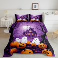 thumbnail image 2 of YST Cute Halloween Ghost Full Comforter Set,Pumpkin Bats Ghost Bedding Set for Kids Halloween Home Decor,Horror Castle Bat Quilt Bed Set Spooky Halloween Tree Bed Comforter Set 3Pcs, 2 of 5