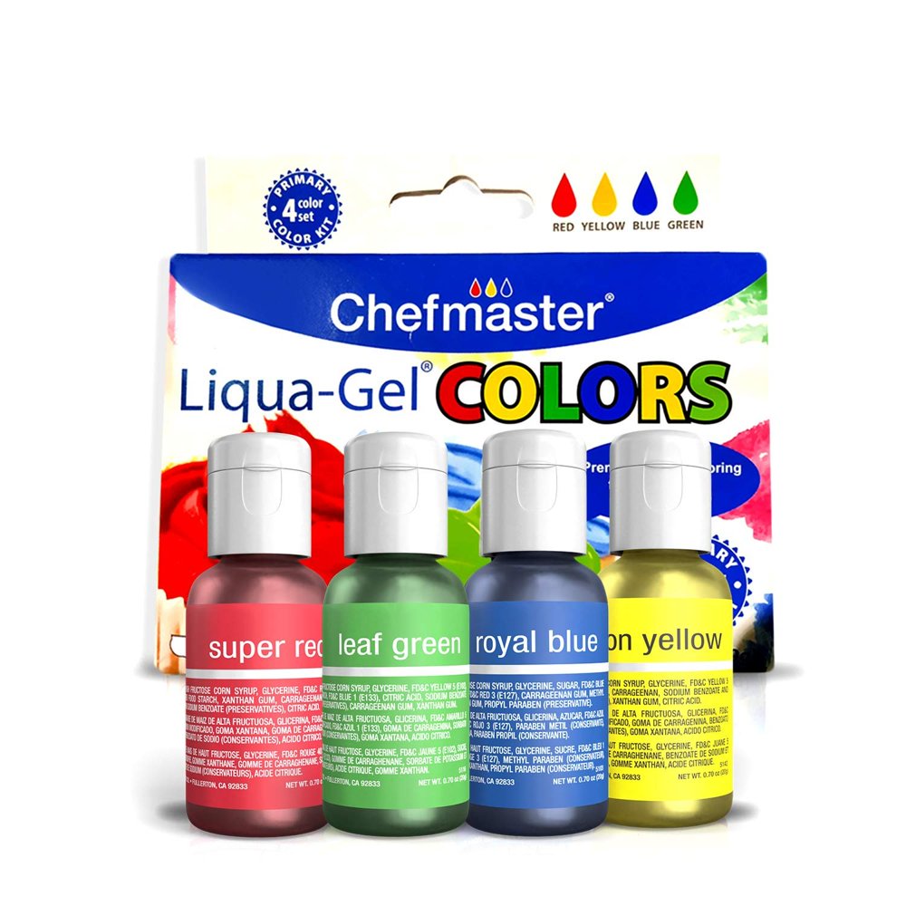 Chefmaster Food Coloring Liqua Gel Set (4Pack), VeganFriendly Gluten