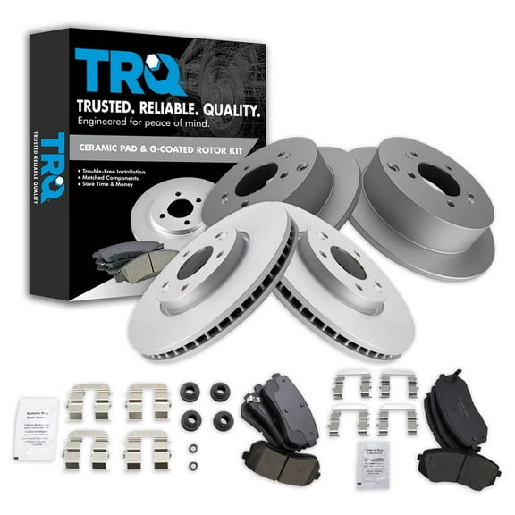 TRQ Front and Rear Brake Pad & Rotor Kit Brake Pads Brake Rotor Ceramic Premium G-Coated Fits Select 2010-2015 Hyundai Tucson 2011-2016 Kia Sportage
