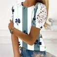 thumbnail image 1 of Puntoco Liquidación de blusas cortas para mujer, blusas con cuello redondo y manga corta con estampado para mujer, 1 of 5